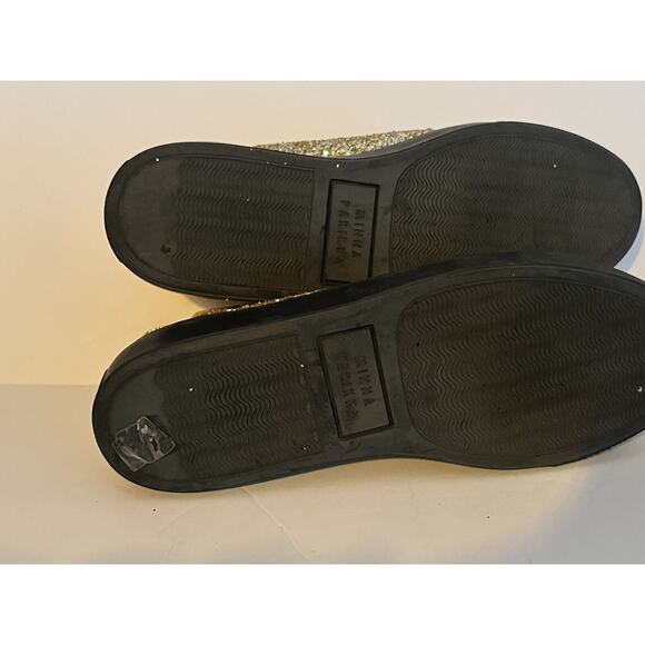 Minna Parikka Bunny Ears Sneaker •Women 40 /US 9• Gold Glitter Black Hi Top - Picture 14 of 15